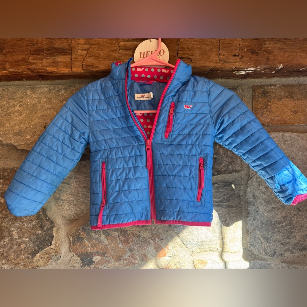 🐳💗 Vineyard Vines Blue & Pink 3T girls puffer EUC